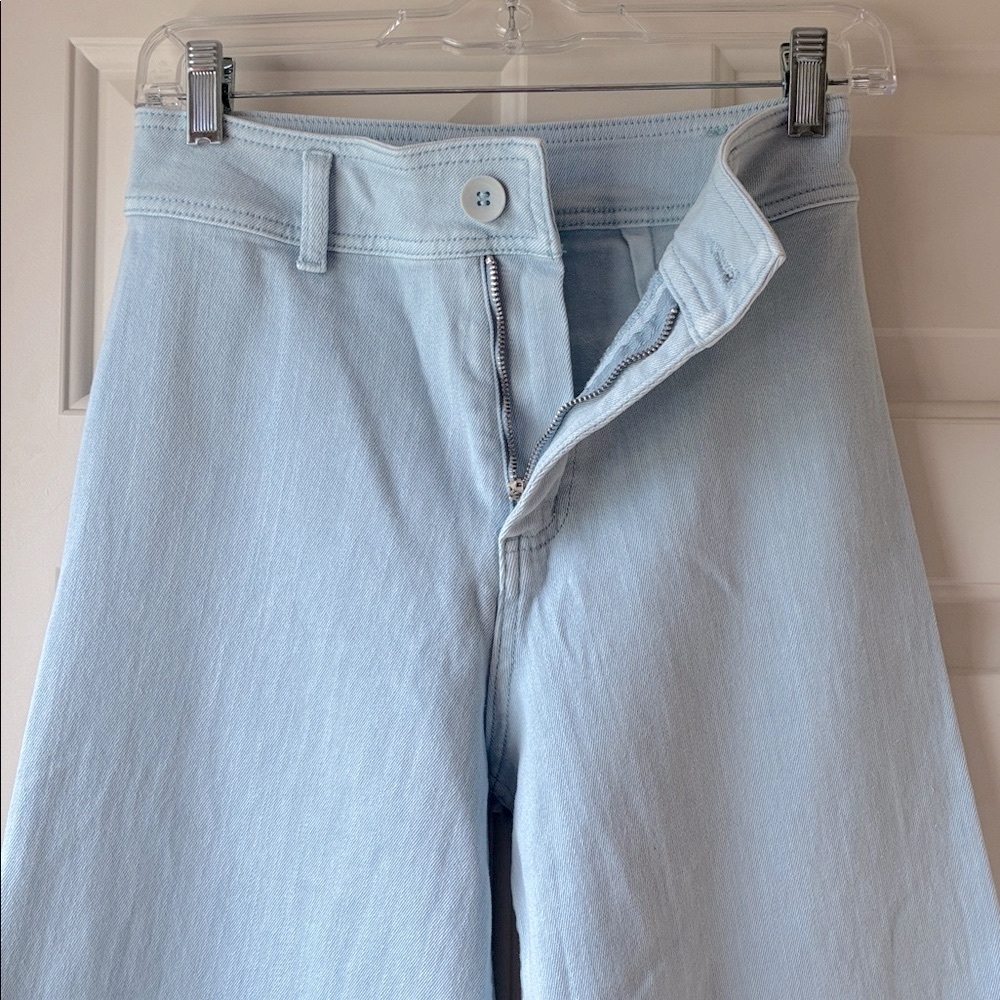 Miou Muse Straight Wide Leg Denim Pants Light Wash Blue Size S/4-6 NWOT - Picture 5 of 12